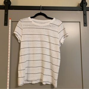 Eileen Fisher Crew Neck Fitted Striped Short Sleeve Tee 100% Organic Cotton SP